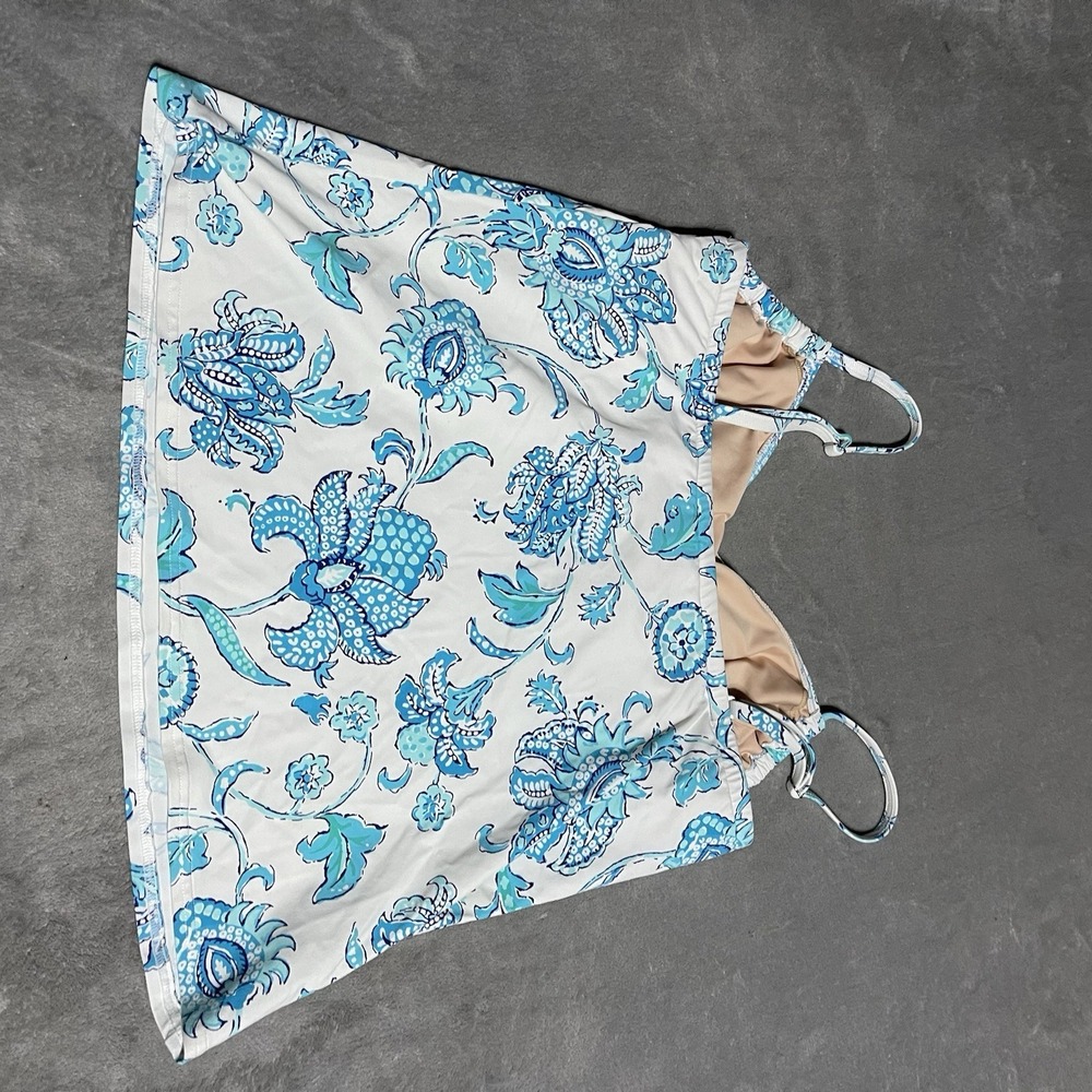 Lands End Tankini Swim Top Womens 16 Blue Floral Beach Vacation Cruise Summer - Picture 11 of 12
